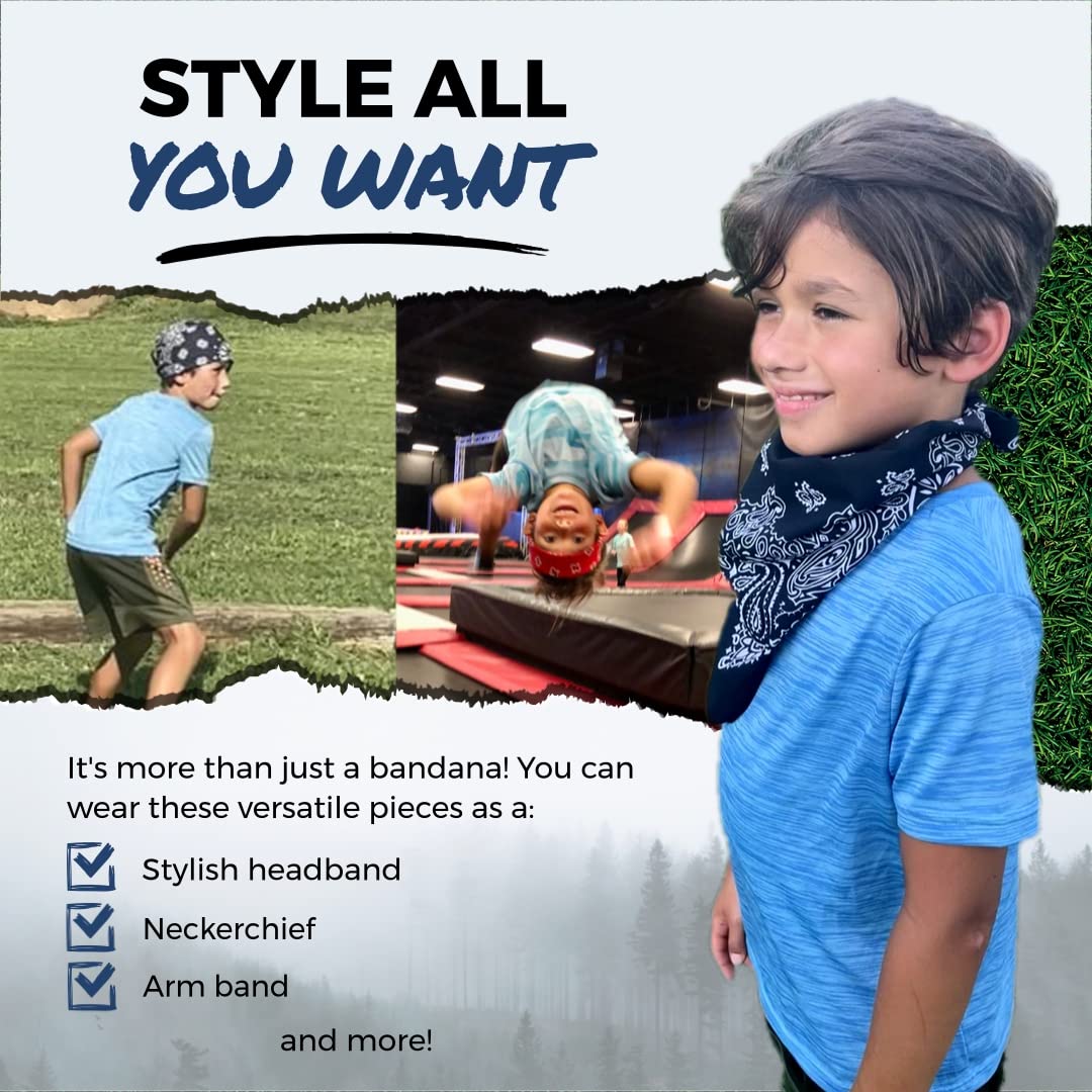 B53 100% Cotton Paisley Bandanas Made in the USA - Stylish Headband, Handkerchief, Scarf - 21 inch x 21 inch