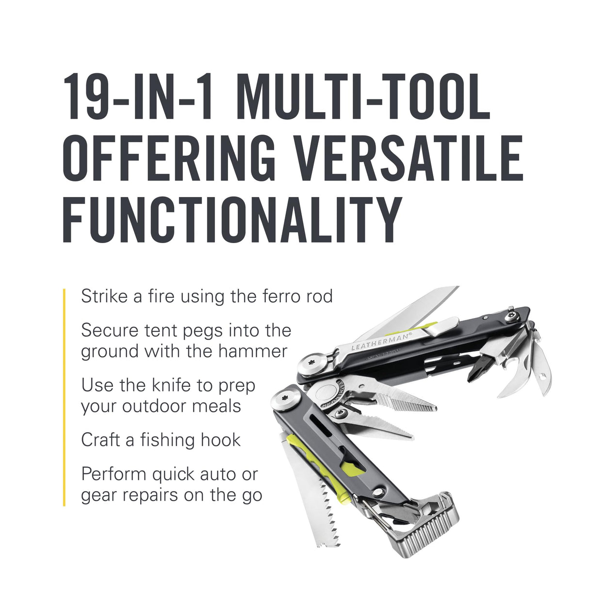 LEATHERMAN, Signal, 19-in-1 Multi-tool for Outdoors, Camping, Hiking, Fishing, Survival, Durable & Lightweight EDC, Made in the USA, Aqua/Silver with Nylon Sheath