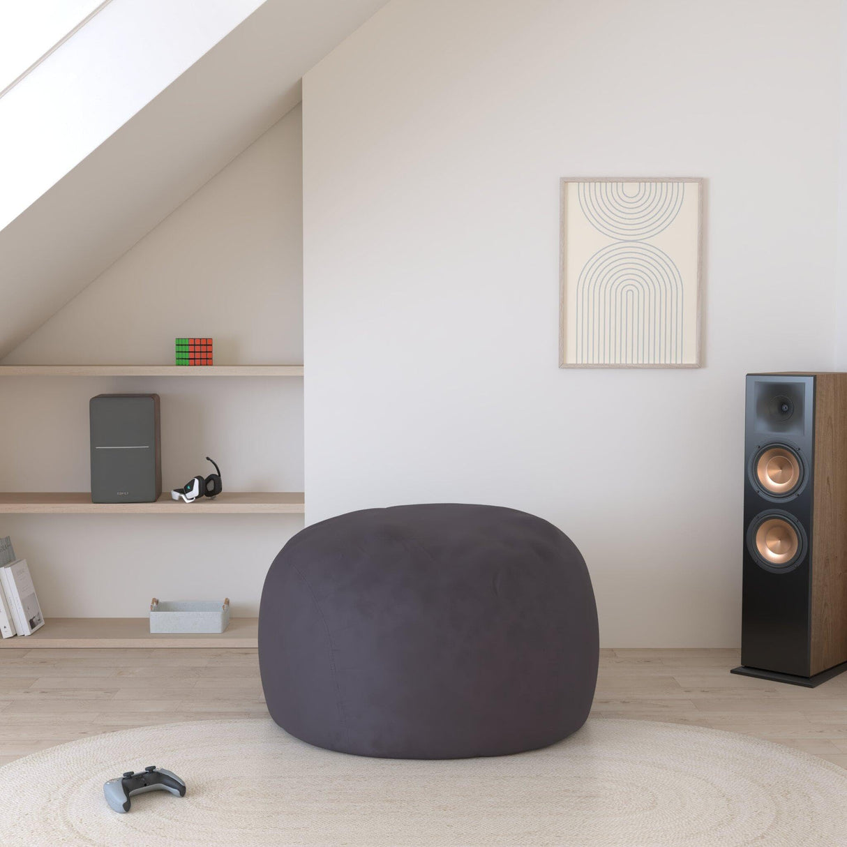Chill Sack Bean Bag Chair: Giant 4' Memory Foam Furniture Bean Bag - Big Sofa with Soft Micro Fiber Cover - Black