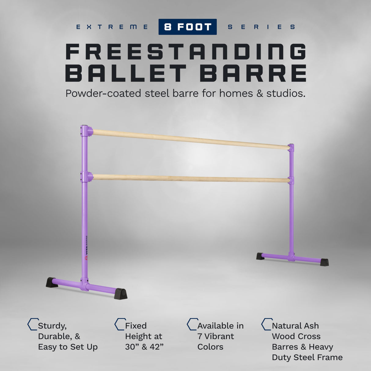 VITA Barre Portable Freestanding Double Ballet Barre, Extreme, Wood | Fixed Height, Made in USA, Home or Gym Exercise Equipment for Kids & Adults | Dance, Fitness, Pilates