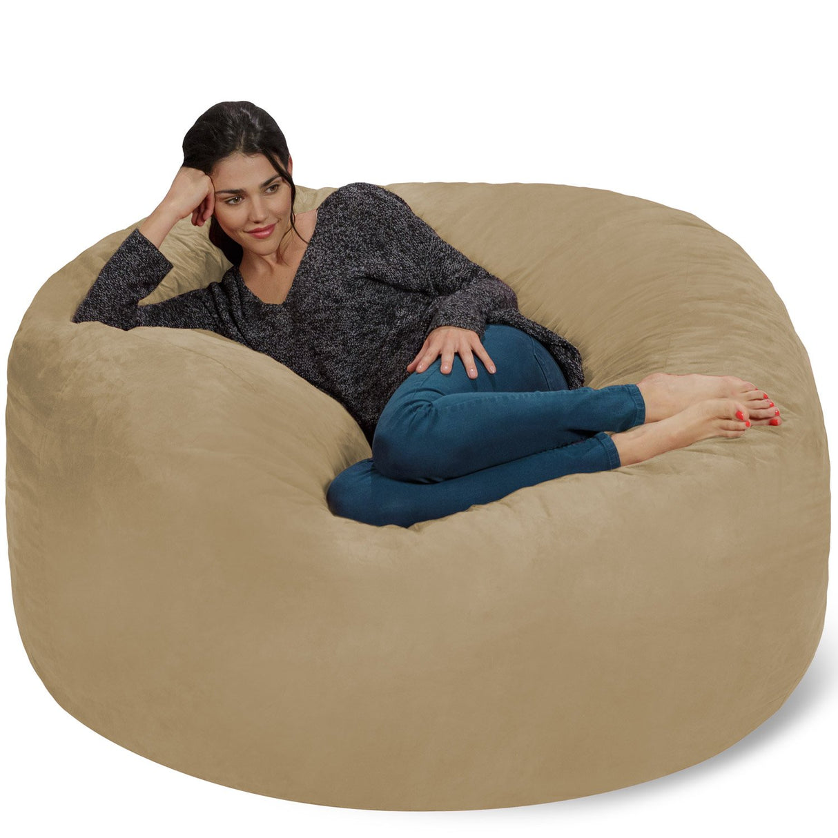 Chill Sack Bean Bag Chair: Giant 5' Memory Foam Furniture Bean Bag - Big Sofa with Soft Micro Fiber Cover - Black