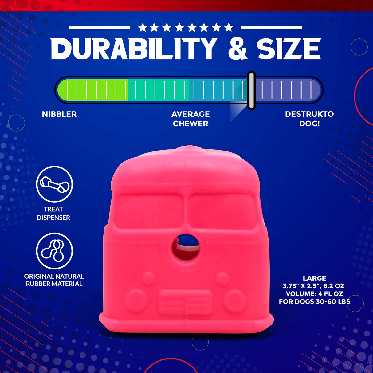 SodaPup Honey Pot – Durable Dog Treat Dispenser & Enrichment Toy Made in USA from Non-Toxic, Pet Safe, Food Safe Natural Rubber Material for Mental Stimulation, Problem Chewing, Calming Nerves, & More