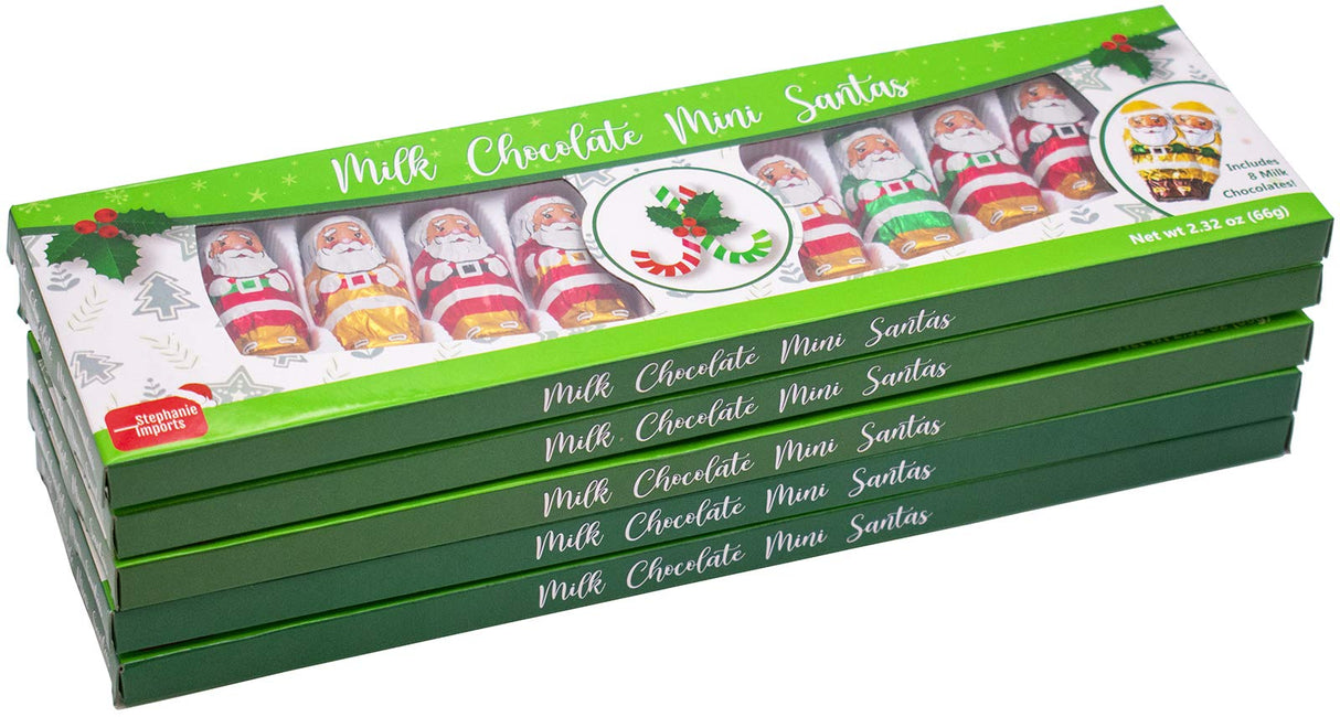 Made in USA Christmas Mini 2" Milk Chocolate Santas Individually Wrapped in Foil 1 lb (6 Pack - Gift Ready)