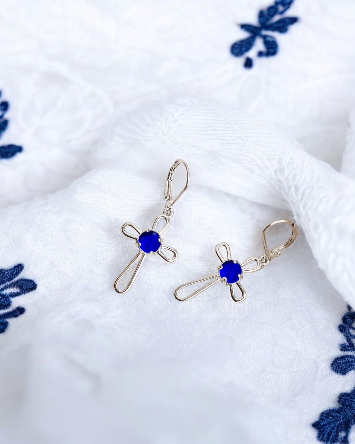 Bottled Up Designs Handmade Recycled Antique Glass and Bottles Sterling Silver At The Cross Lever-Back Earrings (Vintage Aqua Mason Jar)