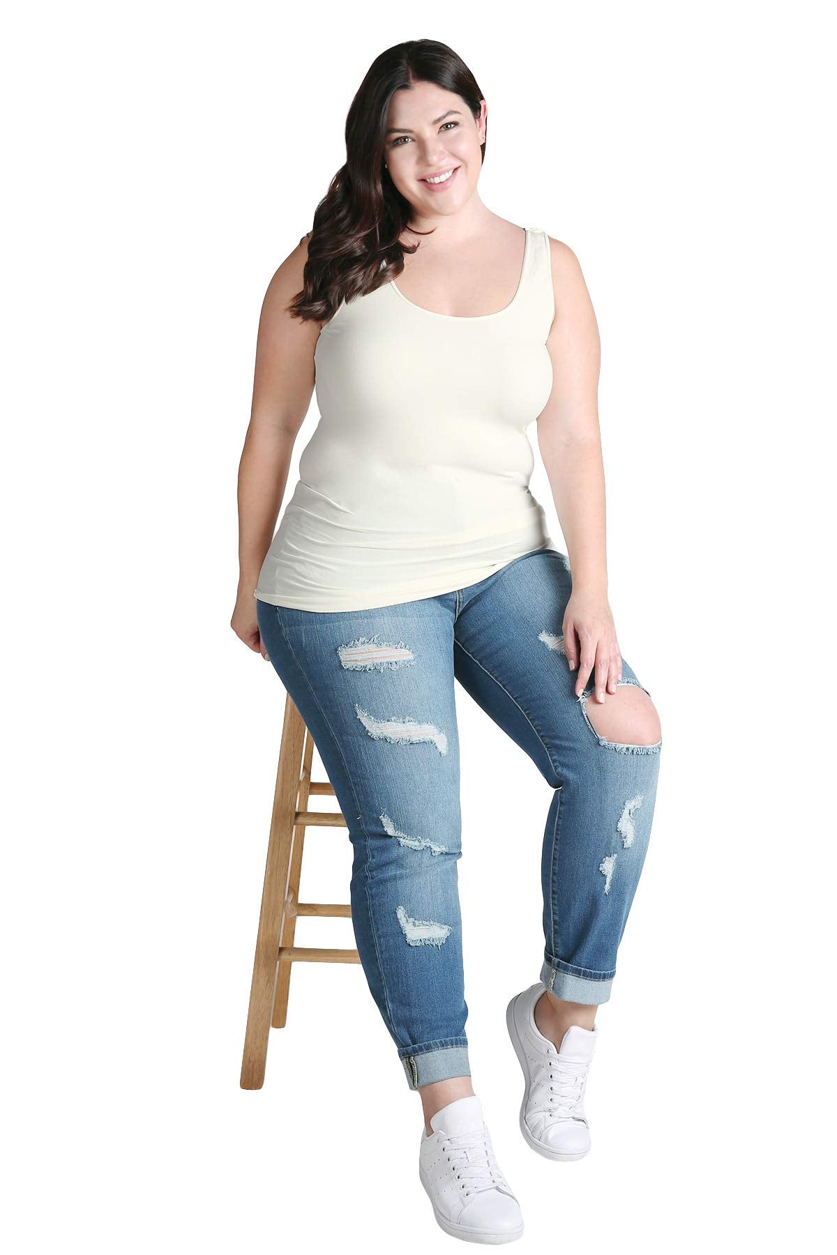 NIKIBIKI Women Seamless Premium Classic Tank Top, Made in U.S.A, Plus Size