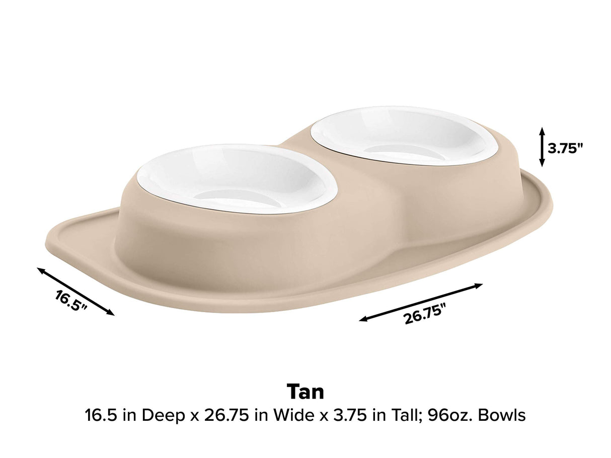 WeatherTech Double Low Pet Feeding System w/Plastic Dog/Cat Bowls - 8 oz (1 Cup) Dark Grey (PDL0801DG)