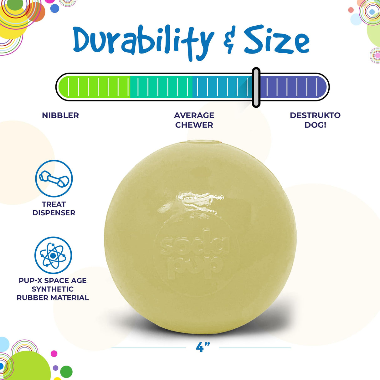 SodaPup Honey Pot – Durable Dog Treat Dispenser & Enrichment Toy Made in USA from Non-Toxic, Pet Safe, Food Safe Natural Rubber Material for Mental Stimulation, Problem Chewing, Calming Nerves, & More