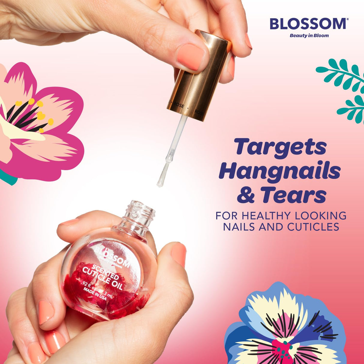 Blossom Scented Cuticle Oil, Infused with Real Flowers, Hydrating, Moisturizing, Strengthening, Made in USA, 0.5 fl. oz, Amazon Exclusive, Watermelon