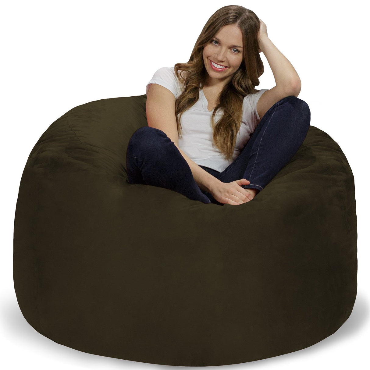 Chill Sack Bean Bag Chair: Giant 4' Memory Foam Furniture Bean Bag - Big Sofa with Soft Micro Fiber Cover - Black