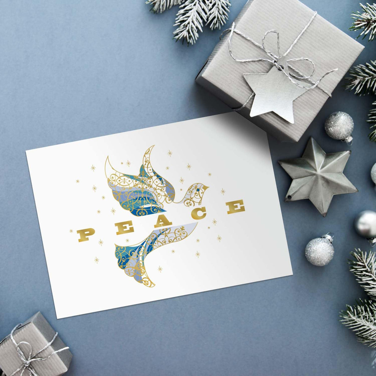 Masterpiece Sparkling Santa Christmas Cards / 16 Festive Holiday Cards Set With White Envelopes / 5 5/8" x 7 7/8" Winter Gold Foil Greeting Cards With Inside Verse/Made In The USA