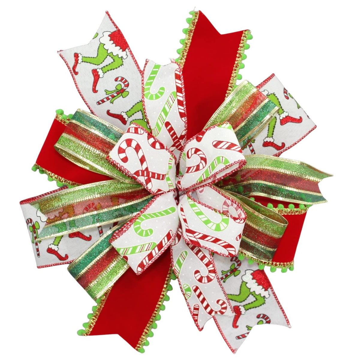 Christmas Cardinal Snowman Gingham Wreath Bow - Package Perfect Bows Made in USA