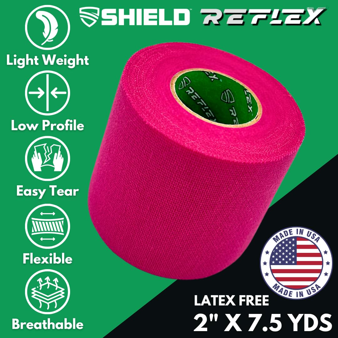 Shield Reflex | Stretch Athletic Tape, Tear by Hand, Made in USA, Thin, Flexible, Elastic Sports Tape, Spatting Football Tape 6 Pack (Midnight Blue, 2 Inch)