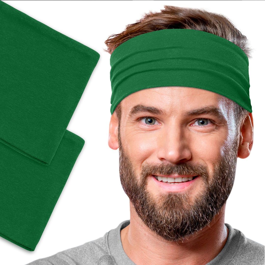 Men's Cotton Headbands Sweatbands 5" Wide Sports Fitness Yoga Fashion Made in USA