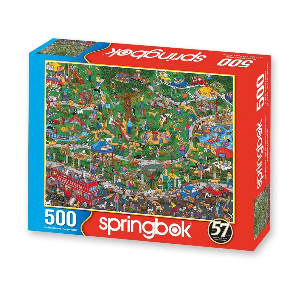 Springbok The Dog Park 1000 Piece Jigsaw Puzzle for Adults Features a Fun and Colorful Dog Park Full of Dogs and Their Antics