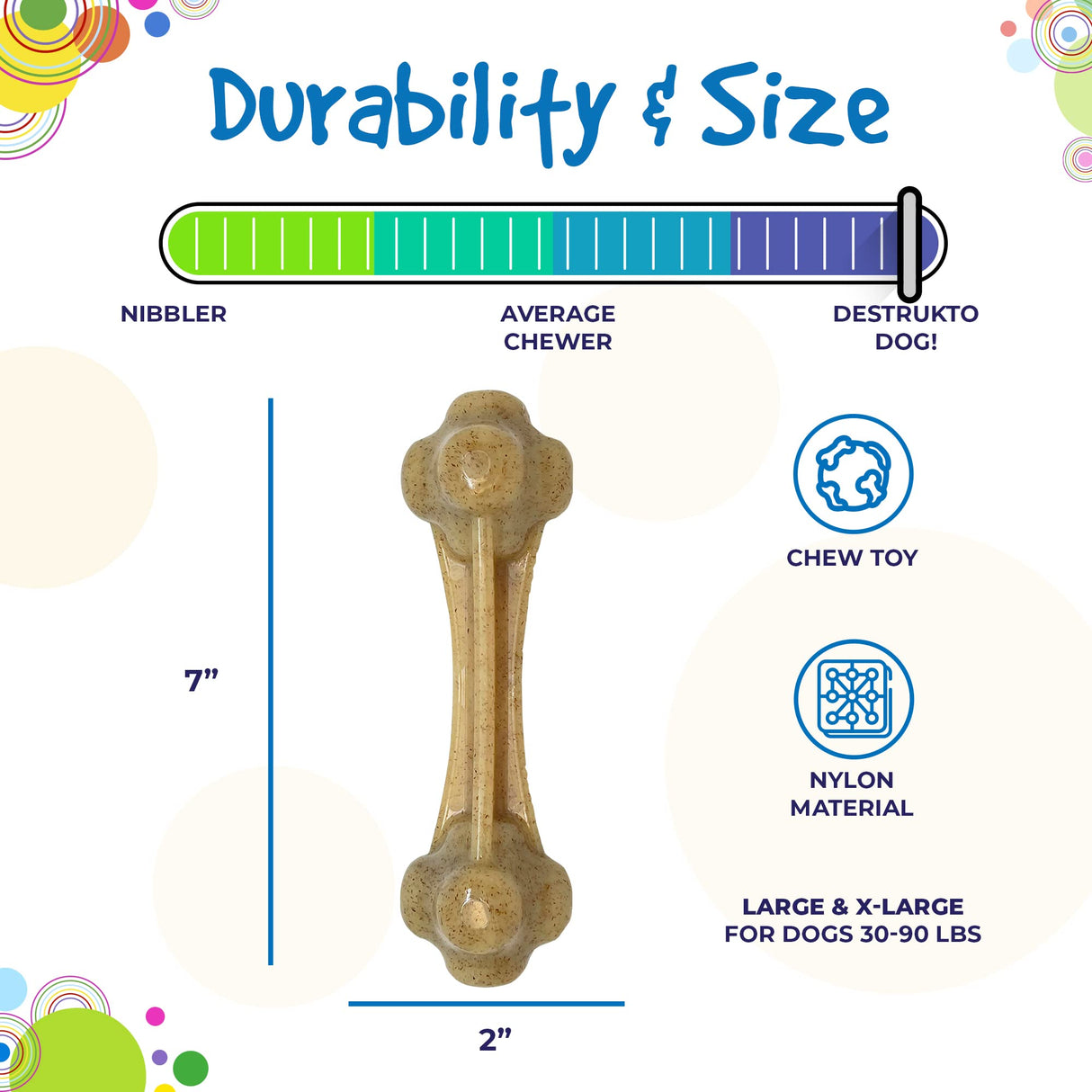 SodaPup Hot Dog – Durable Dog Chew Toy Made in USA from Non-Toxic, Pet Safe, Food Safe Nylon Material for Mental Stimulation, Clean Teeth, Fresh Breath, Problem Chewing, Calming Nerves, & More