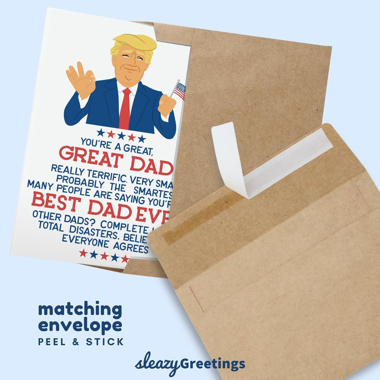 Sleazy Greetings Donald Trump Funny Father's Day Card | Funny Birthday Card For Dad | Trump Greatest Dad Ever Card