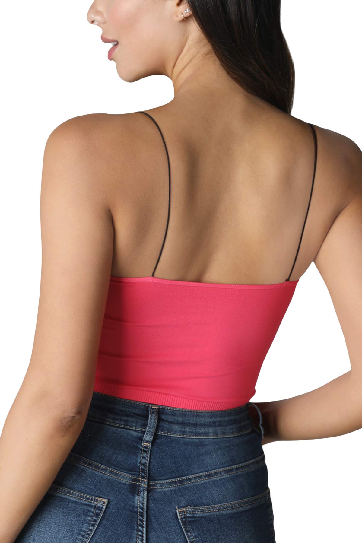 NIKIBIKI Women Seamless Spaghetti Strap Crop Top Cami, Made in U.S.A, One Size