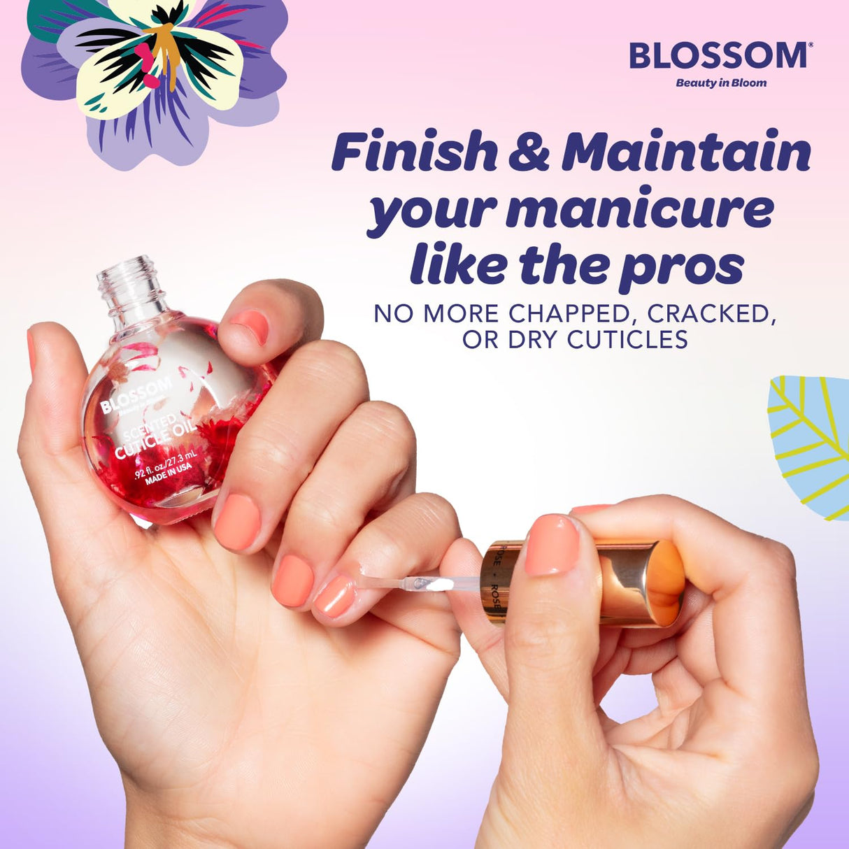 Blossom Scented Cuticle Oil, Infused with Real Flowers, Hydrating, Moisturizing, Strengthening, Made in USA, 0.5 fl. oz, Amazon Exclusive, Watermelon