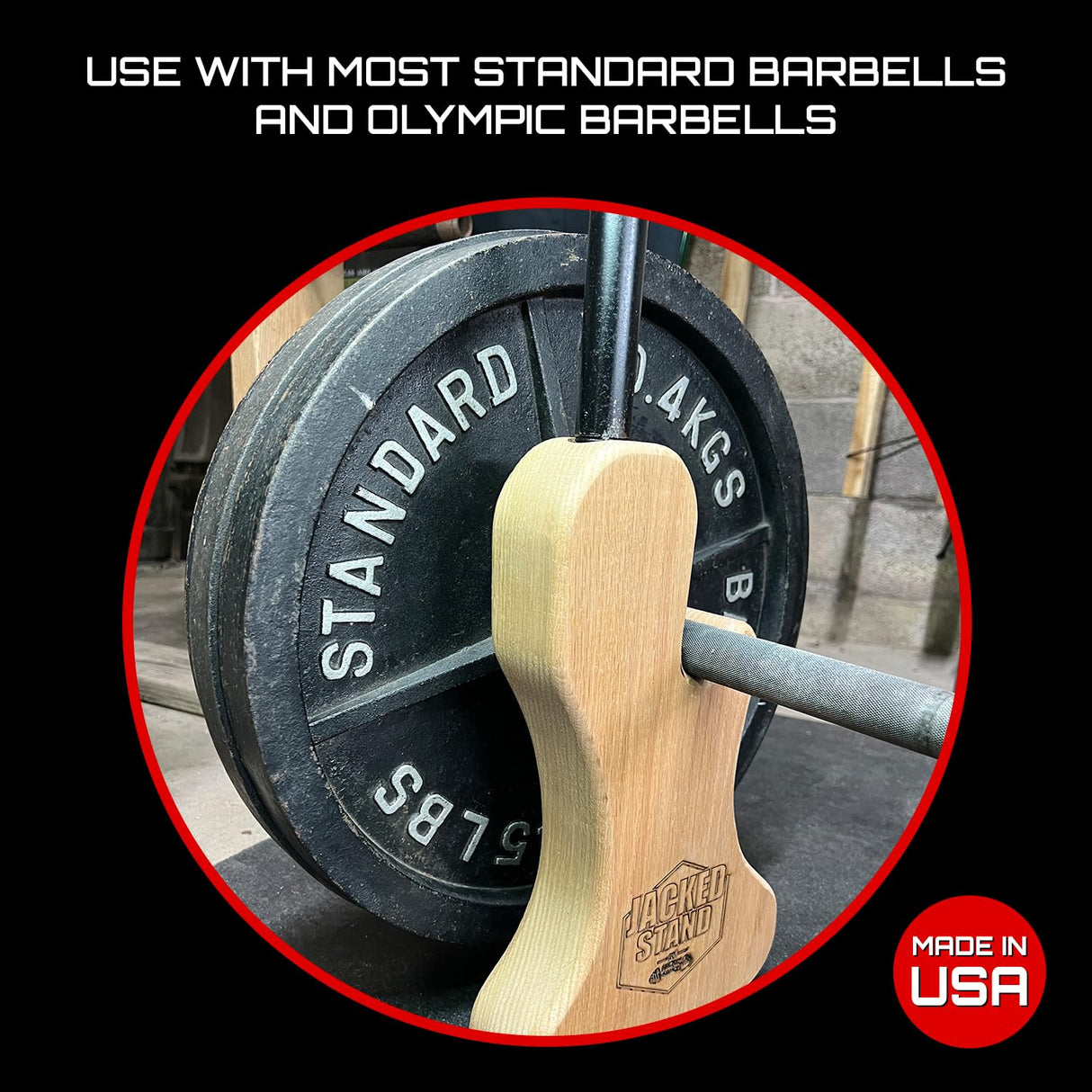 Micro Gainz Wooden Jack Stand, Deadlift Platform for Loading & OffLoading Barbell Weight Plates, Designed for Deadlifting, Powerlifting, and Weightlifting, Wooden Barbell Jack Made in the USA