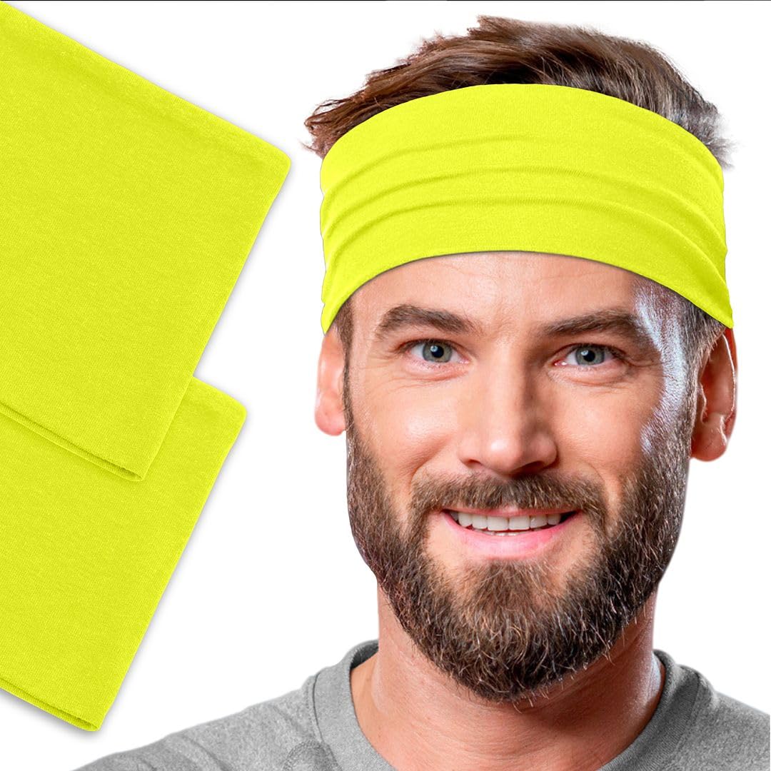 Men's Cotton Headbands Sweatbands 5" Wide Sports Fitness Yoga Fashion Made in USA