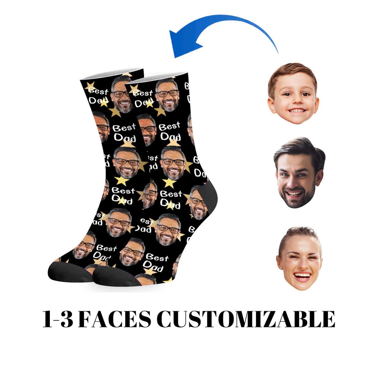 Custom Socks with Picture:Made in USA,Customized Face Socks,Personalized Socks Memorial Gift for Men Women Kid