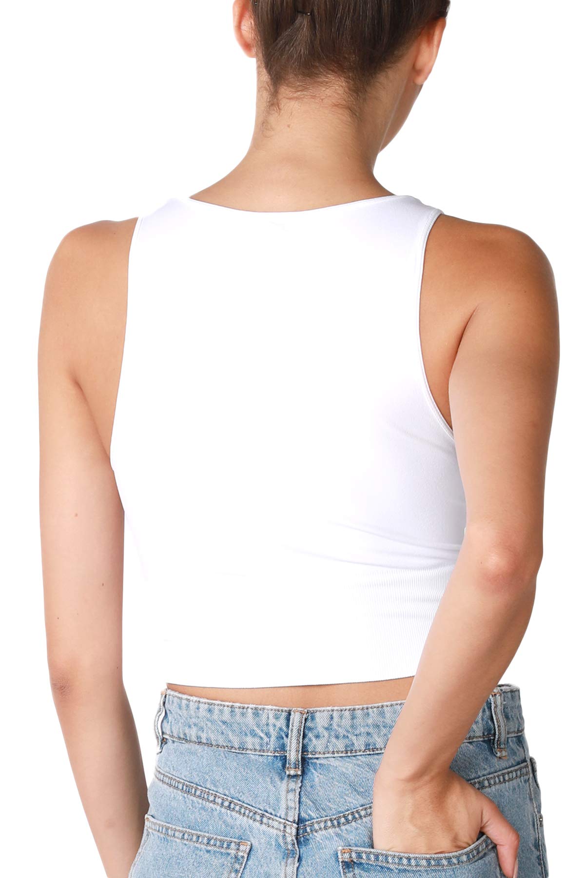 NIKIBIKI Women Seamless Solid High Neck Crop Top, Made in U.S.A, One Size