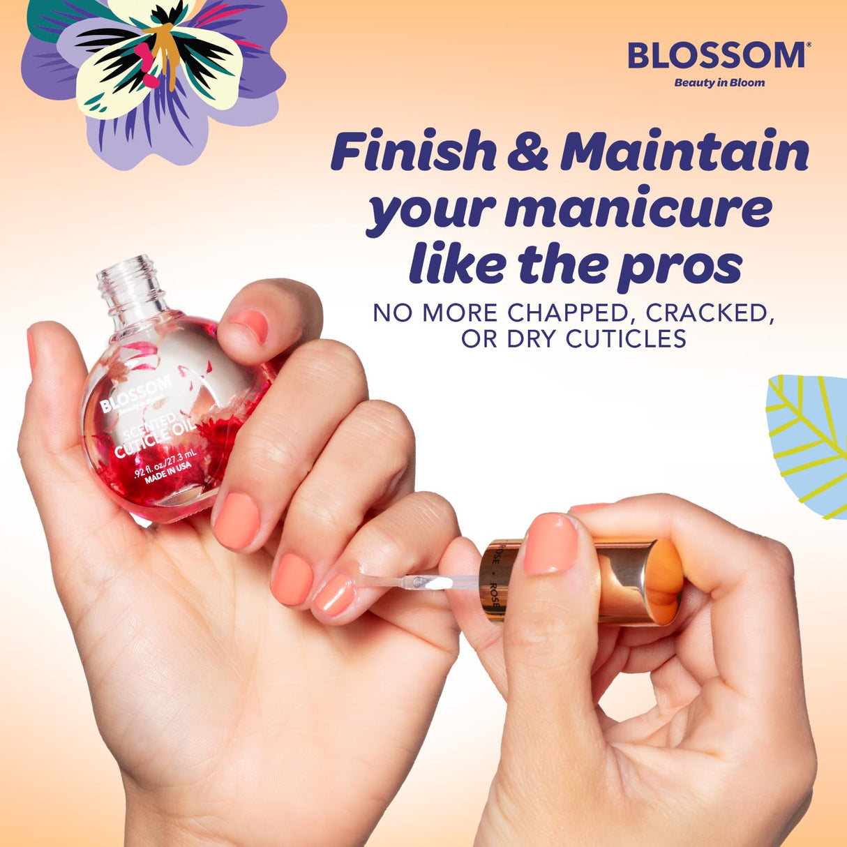 Blossom Scented Cuticle Oil, Infused with Real Flowers, Hydrating, Moisturizing, Strengthening, Made in USA, 0.5 fl. oz, Amazon Exclusive, Watermelon