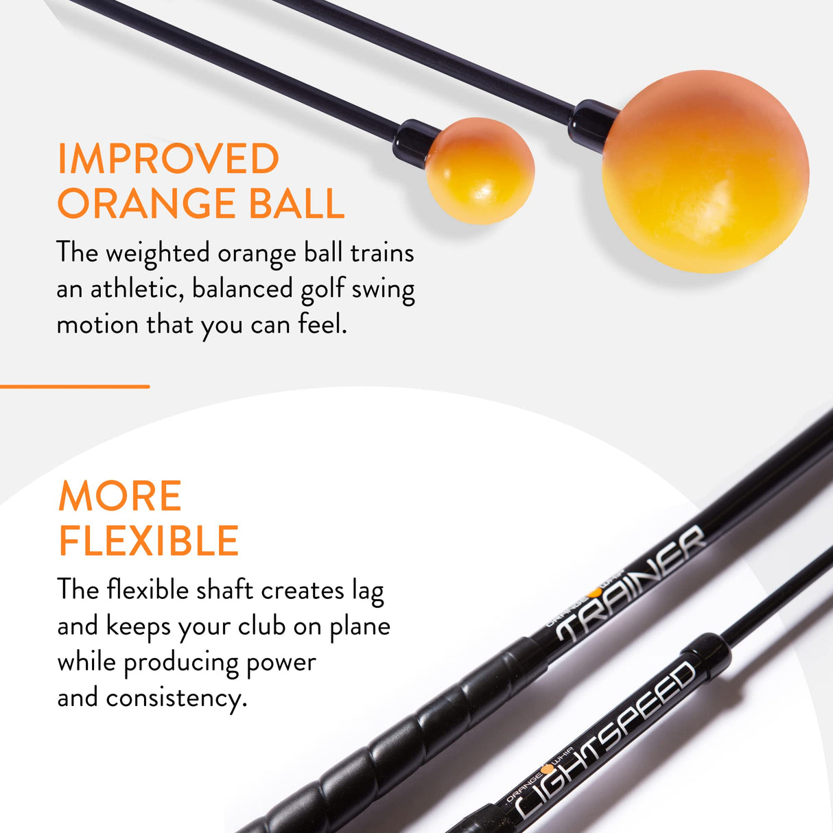 Orange Whip Distance Duo Patented & Made in USA- Lightspeed + Golf Swing Trainer Set *Made in USA*