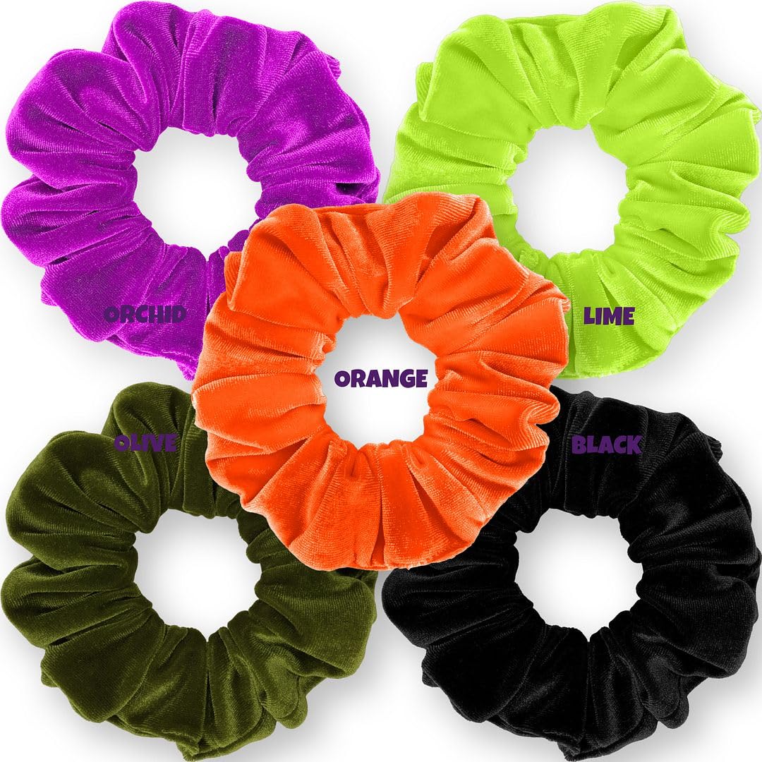 Velvet Scrunchies 5-Pack Gift Set Mini Size Premium Plush Soft Ponytail Holder Made in the USA Pine Teal Blue Aqua Jade Teal Green