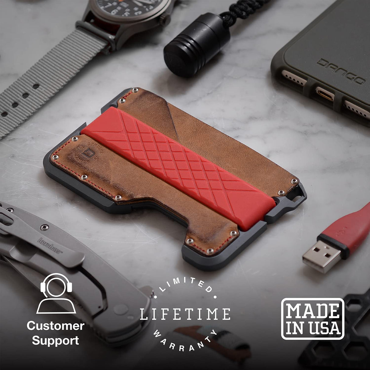 Dango Slim Minimalist Wallet for Men - RFID Blocking - Leather
