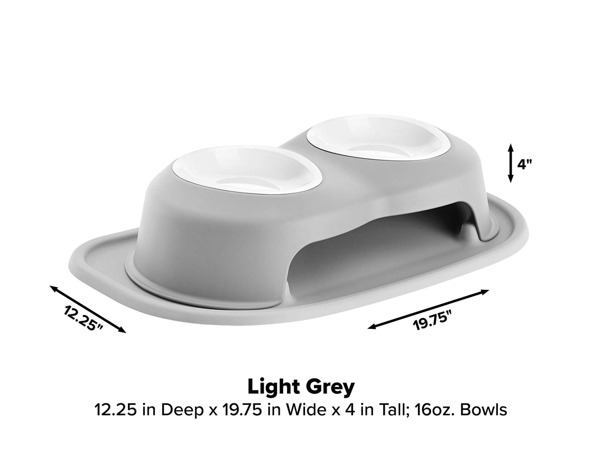 WeatherTech Double High Pet Feeding System w/Plastic Dog/Cat Bowls - 8" High Stand Dark Grey (PDHC3208DGDG)