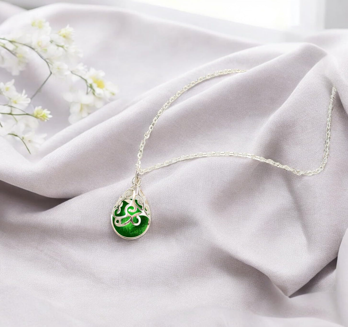 Bottled Up Designs Handmade Filigree Teardrop Necklace, Recycled Vintage Mason Jar, Sterling Silver, Eco Friendly, Made in USA, Birthday Gifts, Mothers Day, Women, Anniversary (Mason Jar Aqua)