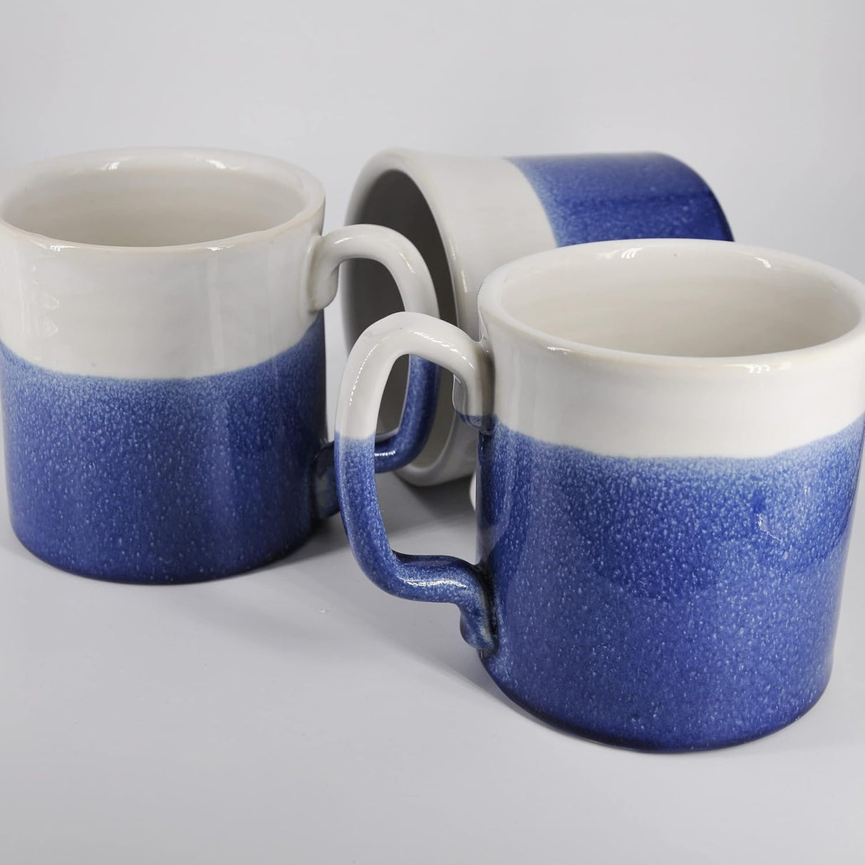 Handmade Ceramic Coffee Mug White and Blue 14oz