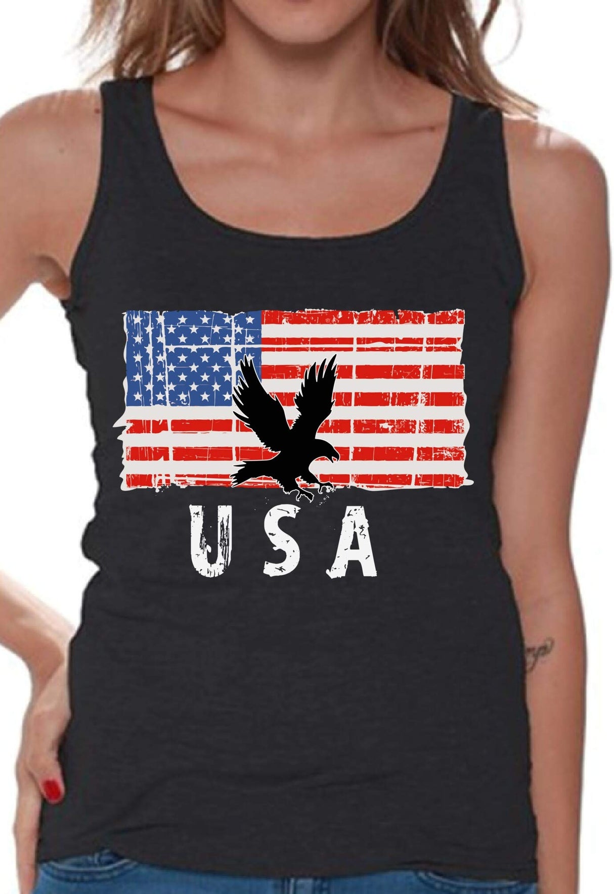 Awkward Styles Eagle USA Women Tank Top Made in The USA Military Shirt for Women