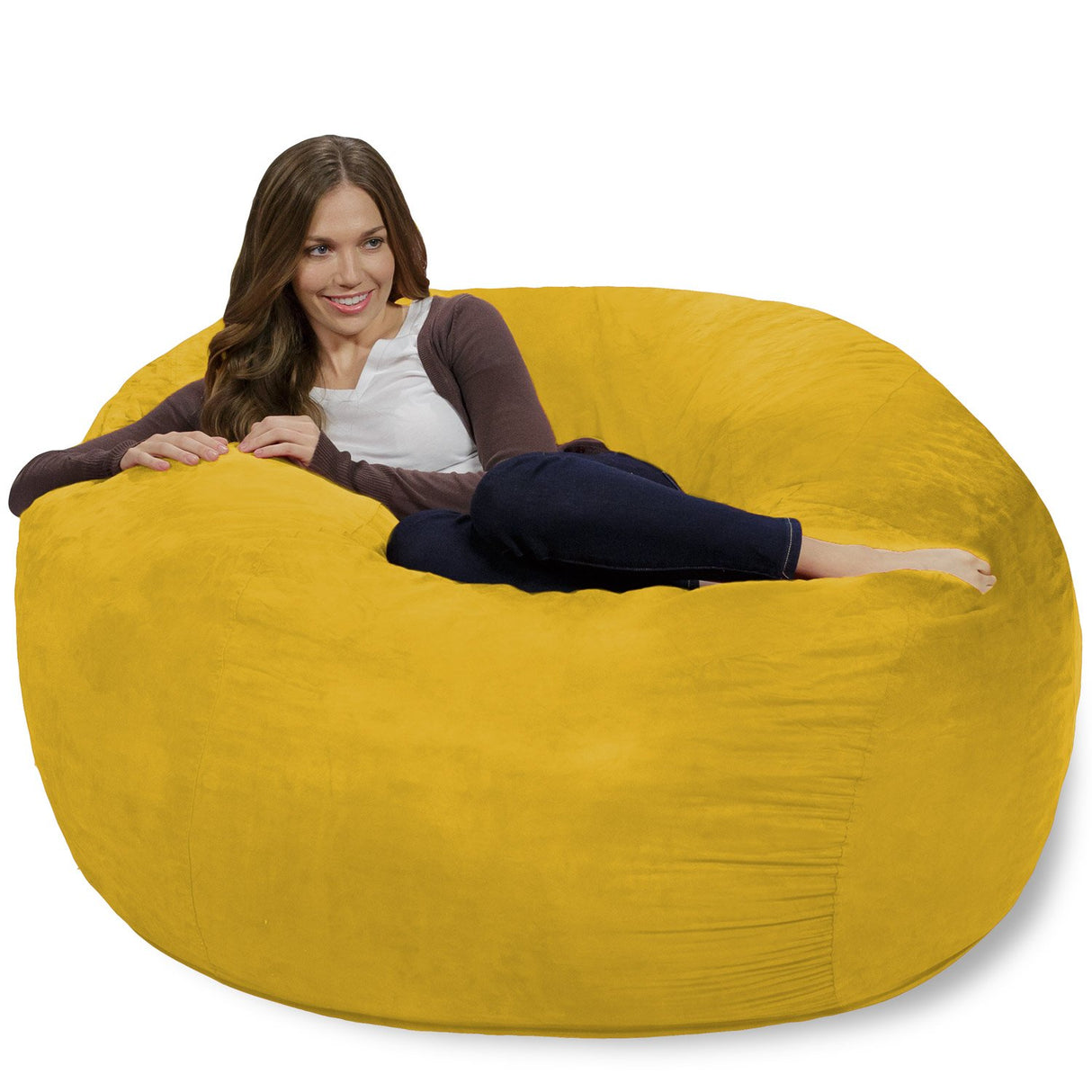 Chill Sack Bean Bag Chair: Giant 4' Memory Foam Furniture Bean Bag - Big Sofa with Soft Micro Fiber Cover - Black