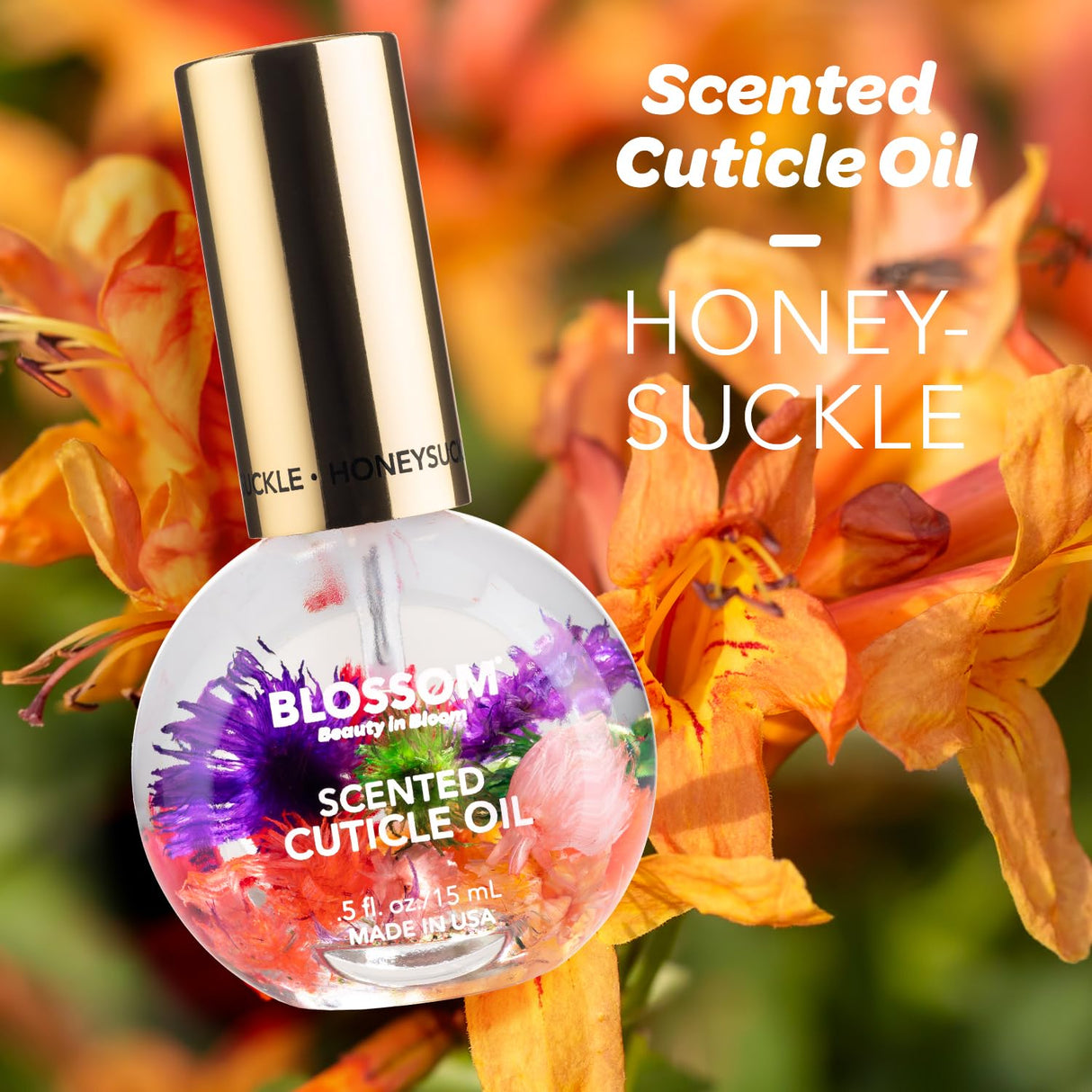 Blossom Scented Cuticle Oil, Infused with Real Flowers, Hydrating, Moisturizing, Strengthening, Made in USA, 0.5 fl. oz, Amazon Exclusive, Watermelon