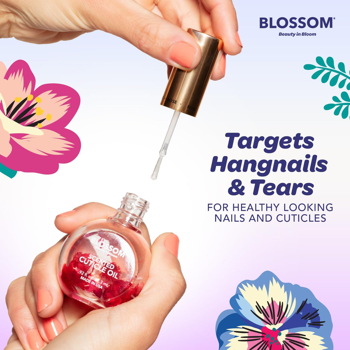 Blossom Scented Cuticle Oil, Infused with Real Flowers, Hydrating, Moisturizing, Strengthening, Made in USA, 0.5 fl. oz, Amazon Exclusive, Watermelon