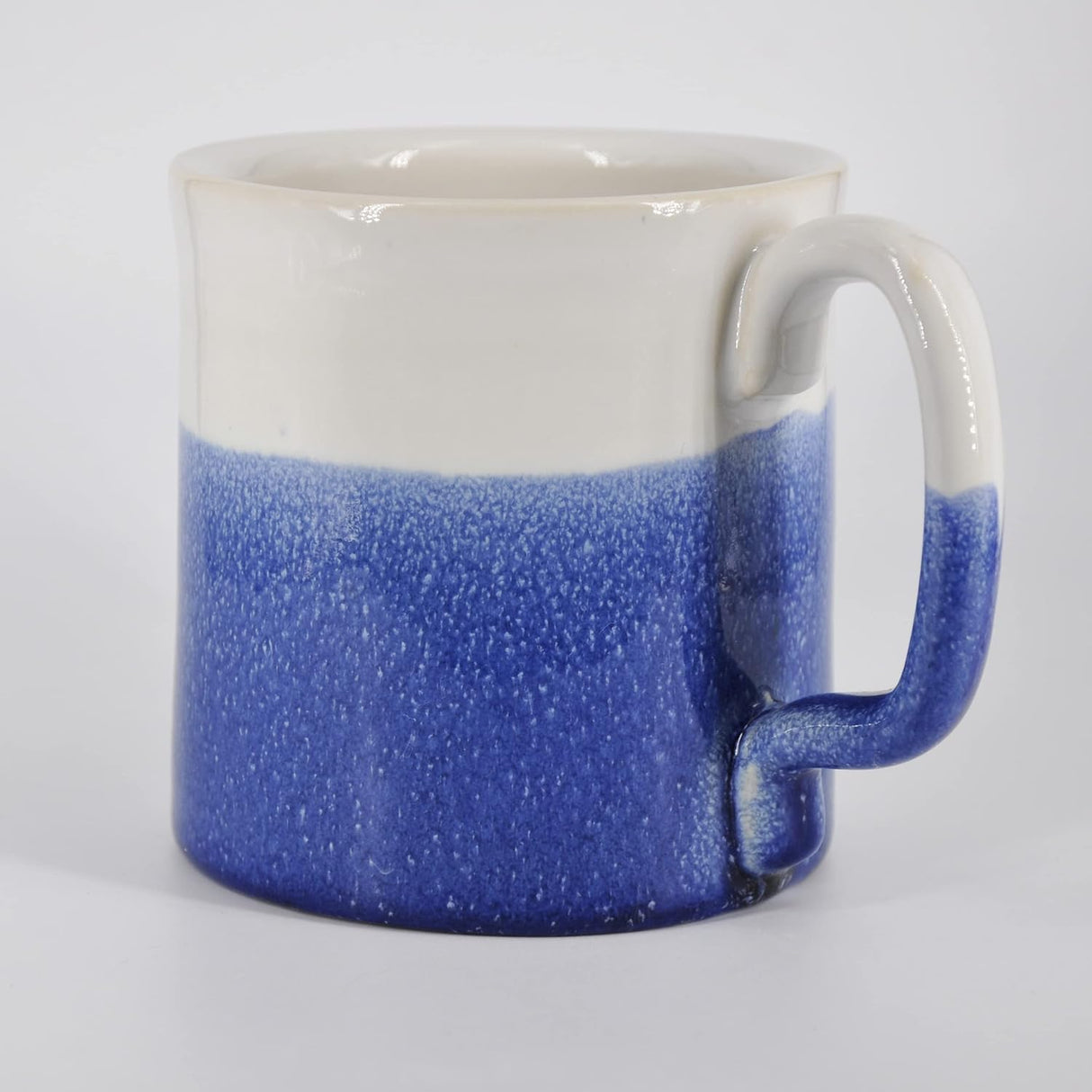 Handmade Ceramic Coffee Mug White and Blue 14oz
