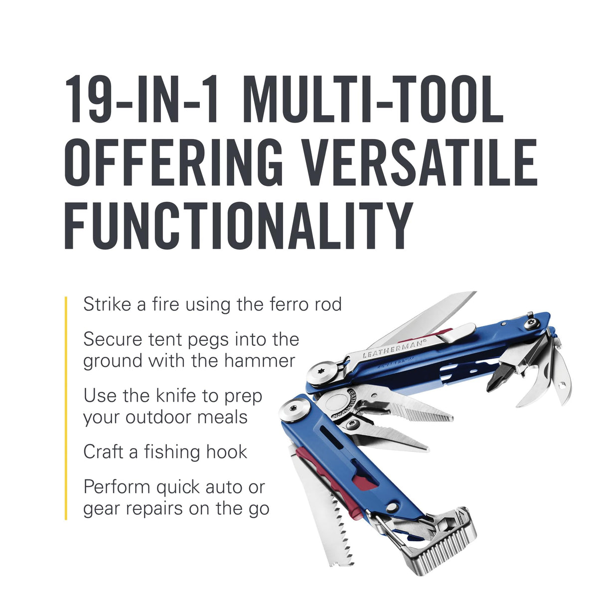 LEATHERMAN, Signal, 19-in-1 Multi-tool for Outdoors, Camping, Hiking, Fishing, Survival, Durable & Lightweight EDC, Made in the USA, Aqua/Silver with Nylon Sheath