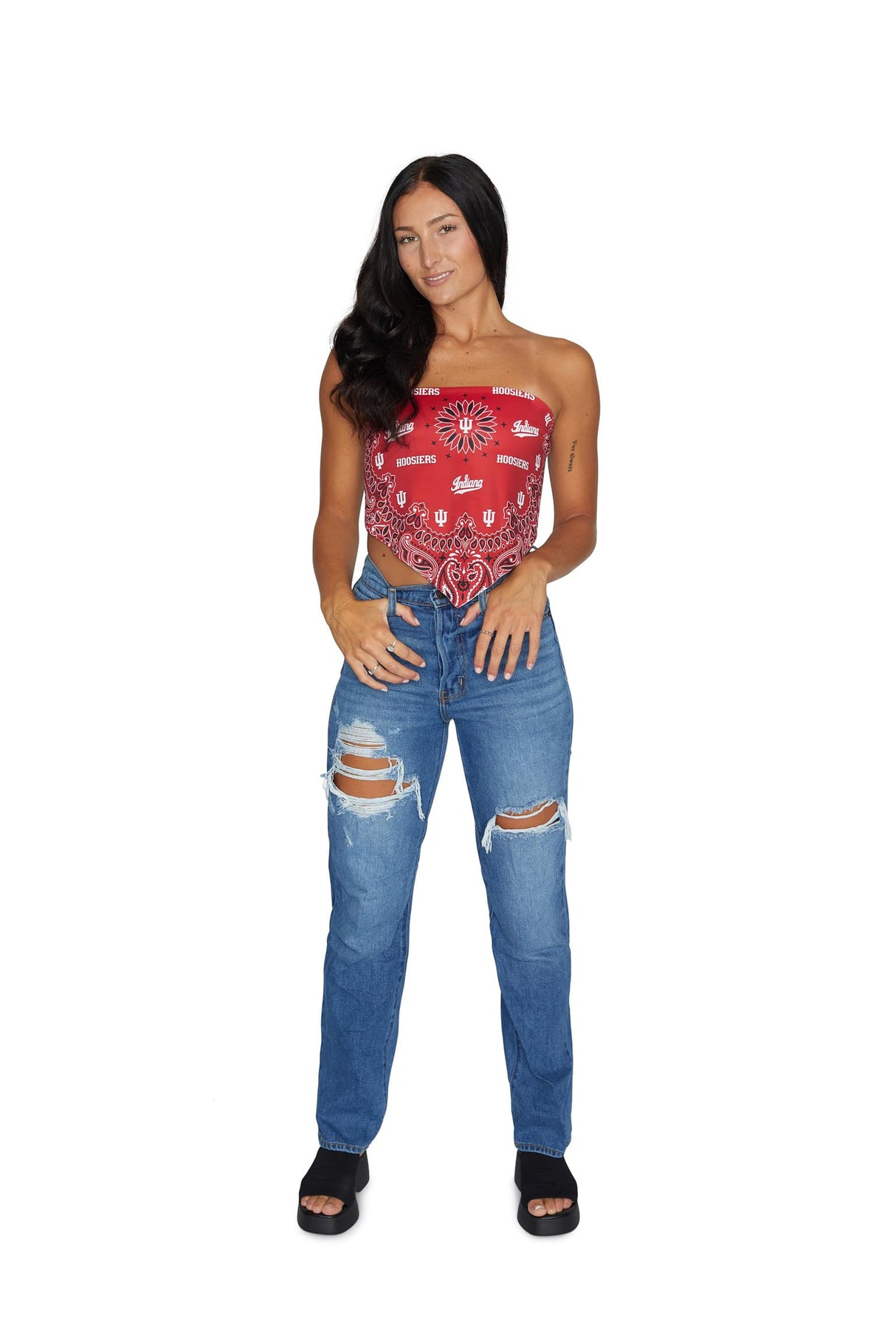 Lojobands Women's Bandana Top Tailgate Outfit College Tank Top Crop Top Made in USA One Size Fits Most