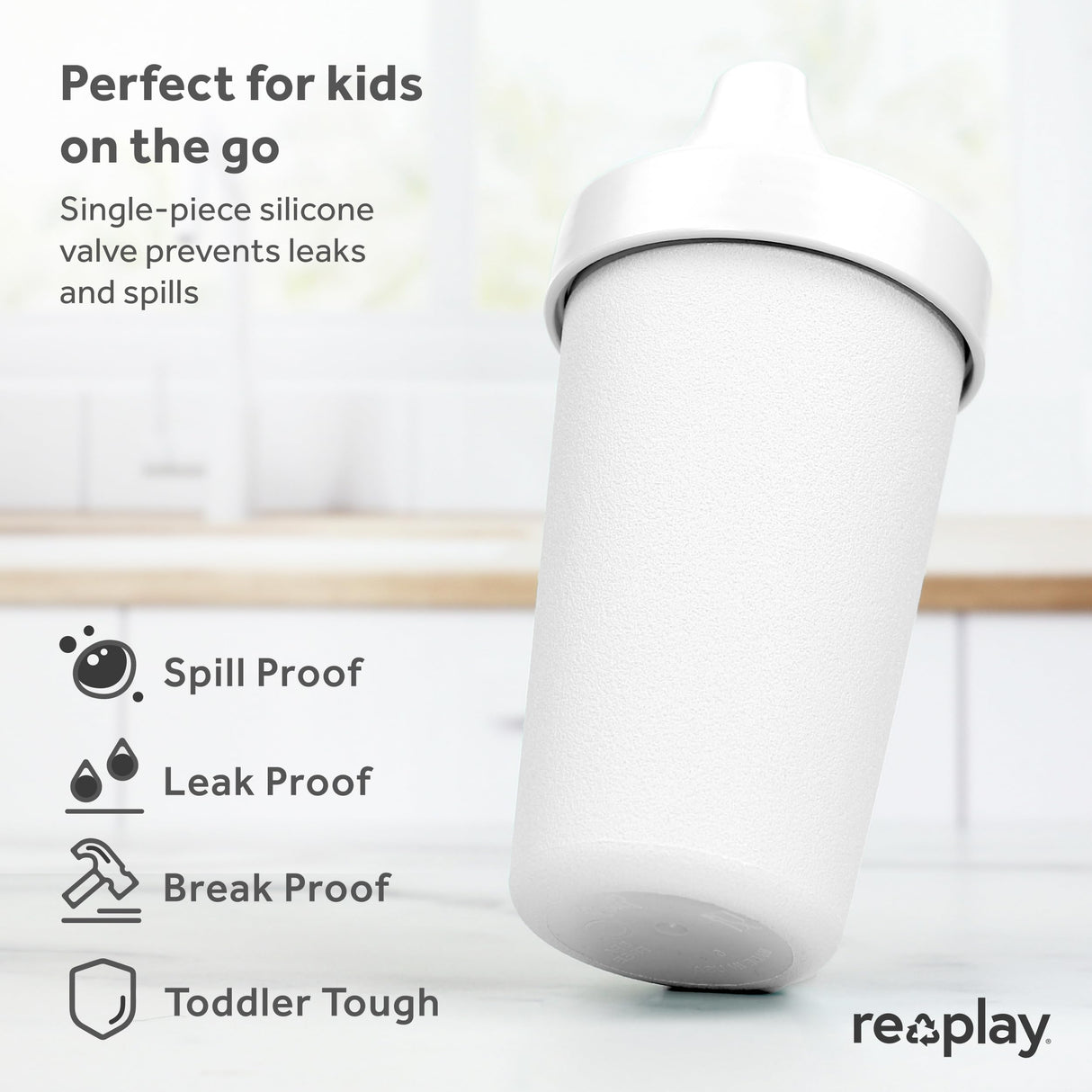 Re-Play Made in USA 10 Oz. Sippy Cups for Toddlers, Pack of 4 - Reusable Spill Proof Cups for Kids, Dishwasher/Microwave Safe - Hard Spout Sippy Cups for Toddlers 3.13" x 6.25", Desert Roses