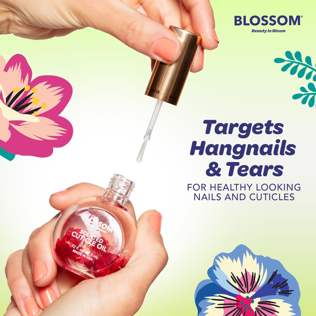Blossom Scented Cuticle Oil, Infused with Real Flowers, Hydrating, Moisturizing, Strengthening, Made in USA, 0.5 fl. oz, Amazon Exclusive, Watermelon