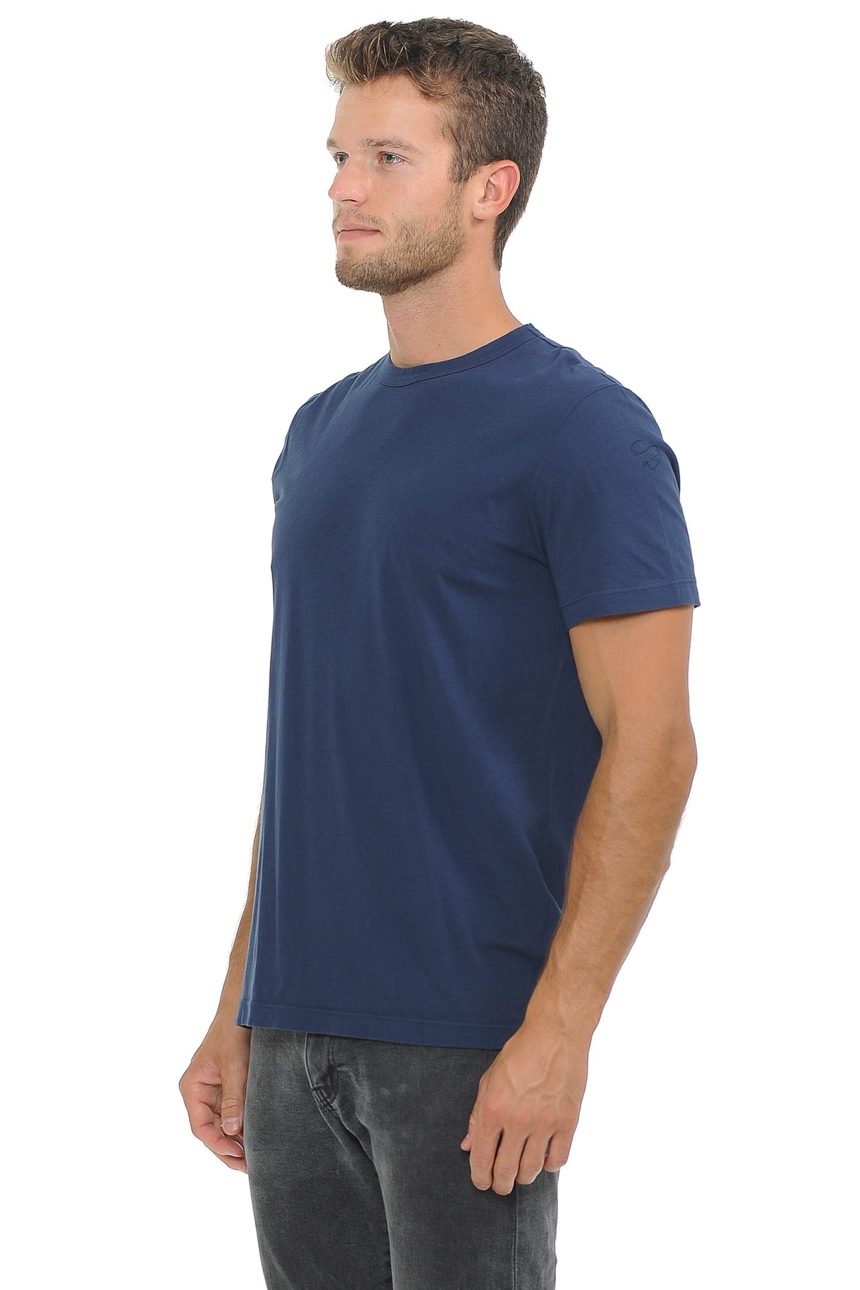 YURO-K Men's Premium Binded Neck Cotton Classic Short Sleeve Crew T-Shirt