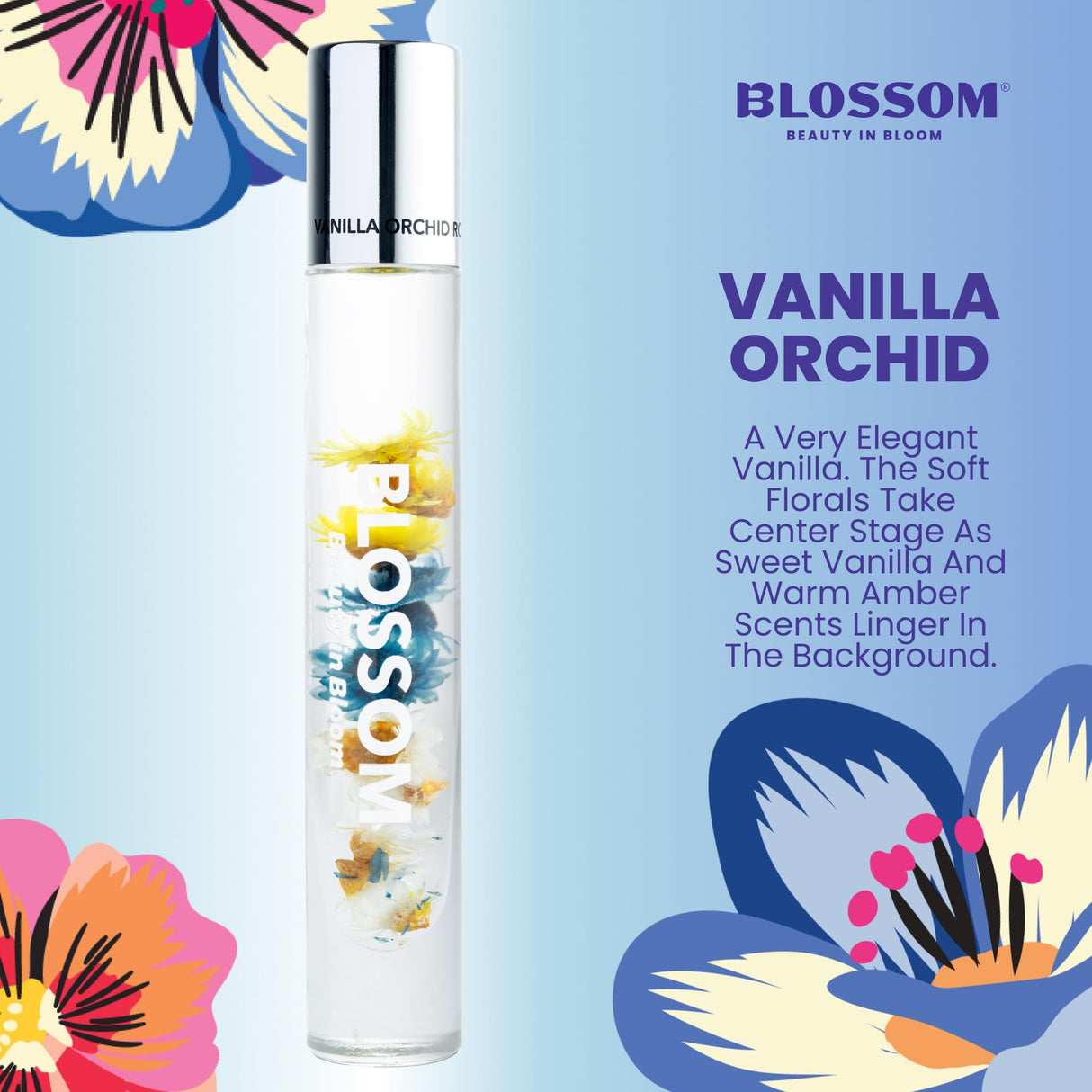 Blossom Roll on Perfume Oil for Women, Alcohol Free Rollerball Perfume with Essential Oil, Infused with Real Flowers, Made in USA, 0.20 oz (Lemon, Bergamot, Violet, White Musk), Cactus Flower