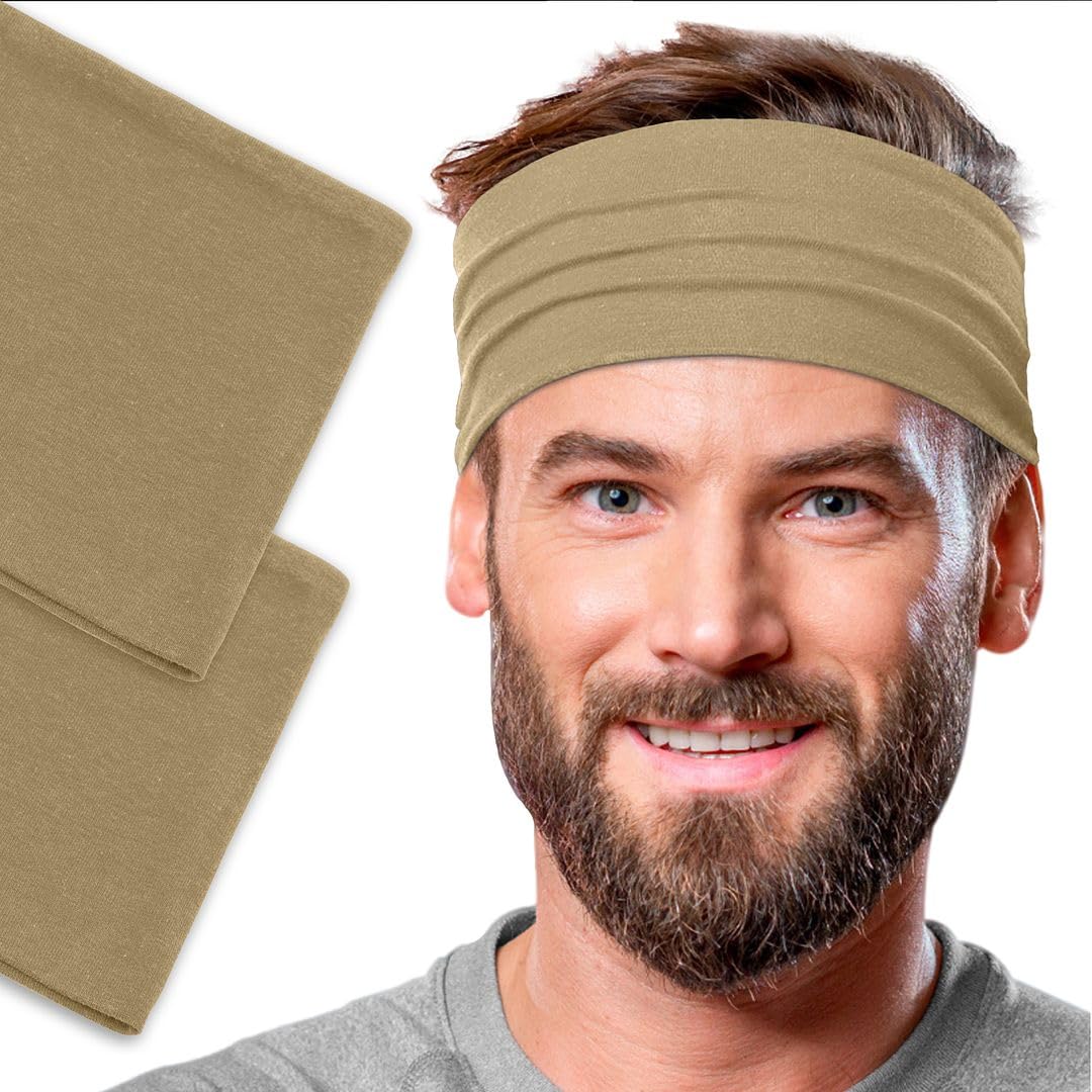 Men's Cotton Headbands Sweatbands 5" Wide Sports Fitness Yoga Fashion Made in USA