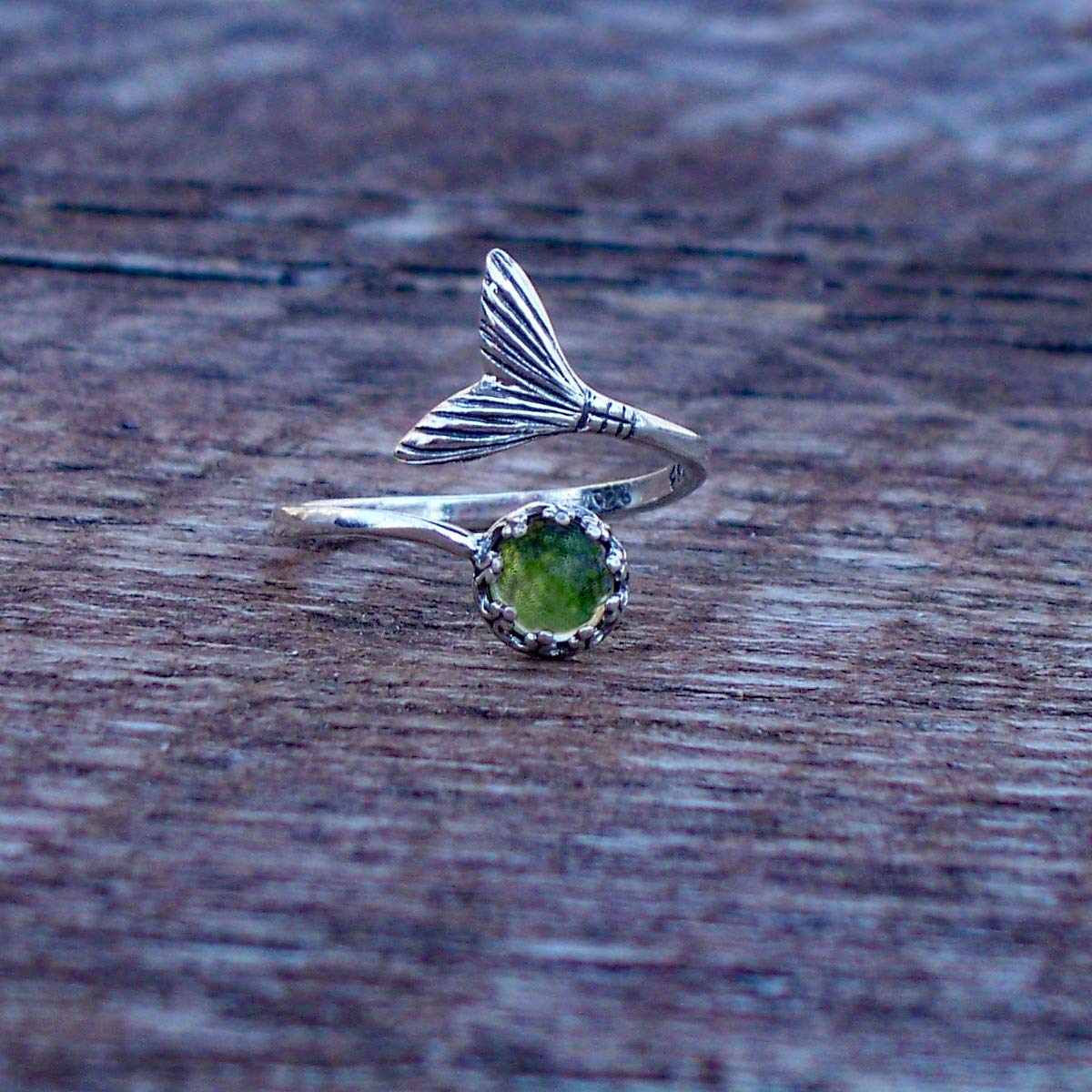 Bottled Up Designs Handmade Mermaid Adjustable Ring, Recycled Bottle Glass, Sterling Silver, Eco Friendly, Made in USA, Birthday Gifts, Mothers Day, Women, Anniversary (Mason Jar Aqua)