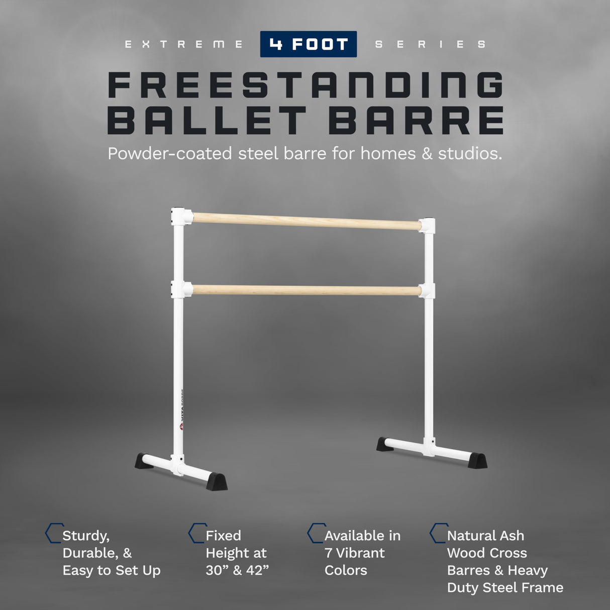 VITA Barre Portable Freestanding Double Ballet Barre, Extreme, Wood | Fixed Height, Made in USA, Home or Gym Exercise Equipment for Kids & Adults | Dance, Fitness, Pilates
