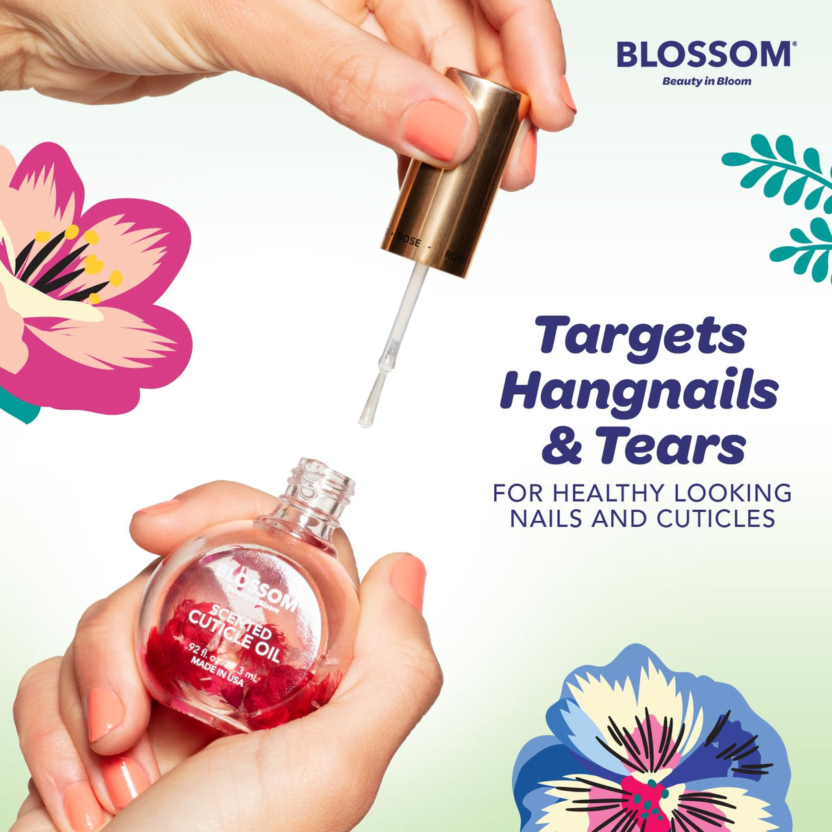 Blossom Scented Cuticle Oil, Infused with Real Flowers, Hydrating, Moisturizing, Strengthening, Made in USA, 0.5 fl. oz, Amazon Exclusive, Watermelon