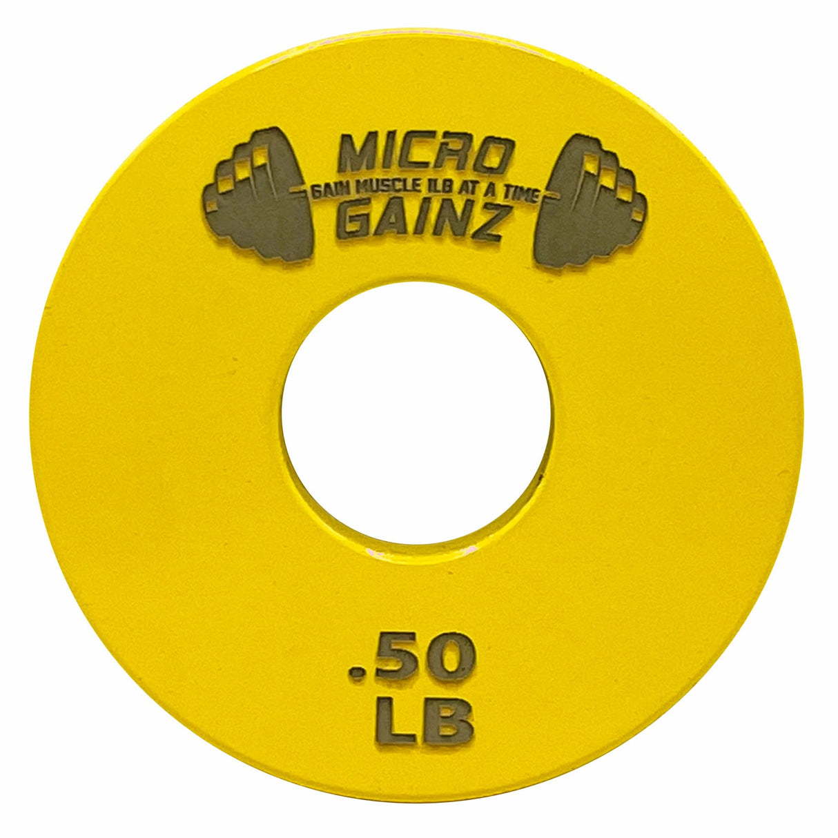 Micro Gainz Standard 1-Inch Center Hole Yellow .50LB Fractional Weight Plates 8 Piece Set- Designed for Standard 1-Inch Barbells and Dumbbells, Made in USA