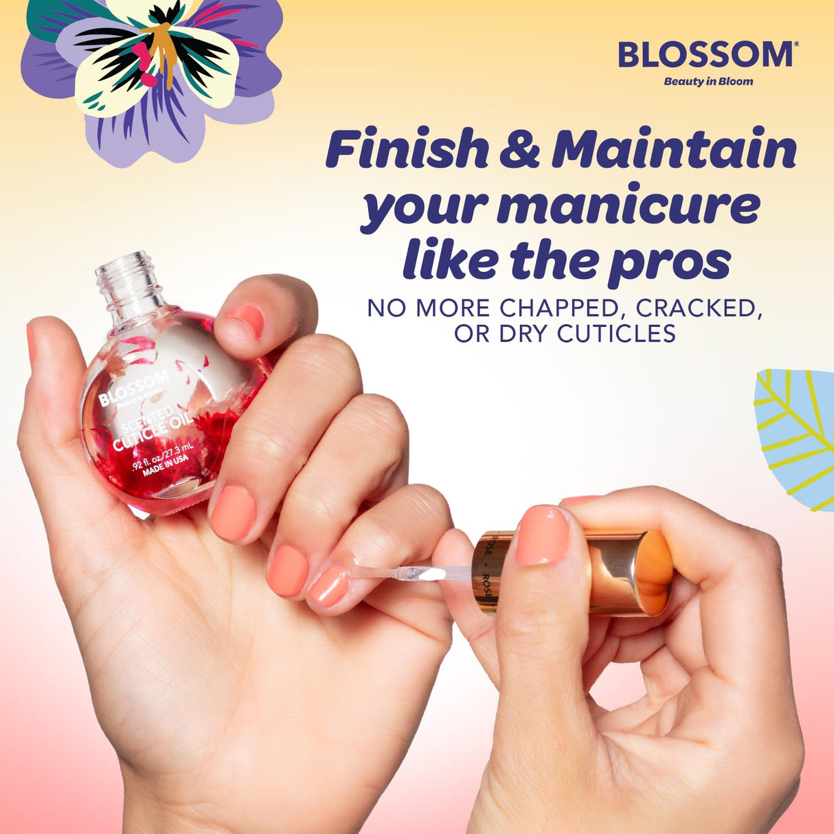 Blossom Scented Cuticle Oil, Infused with Real Flowers, Hydrating, Moisturizing, Strengthening, Made in USA, 0.5 fl. oz, Amazon Exclusive, Watermelon